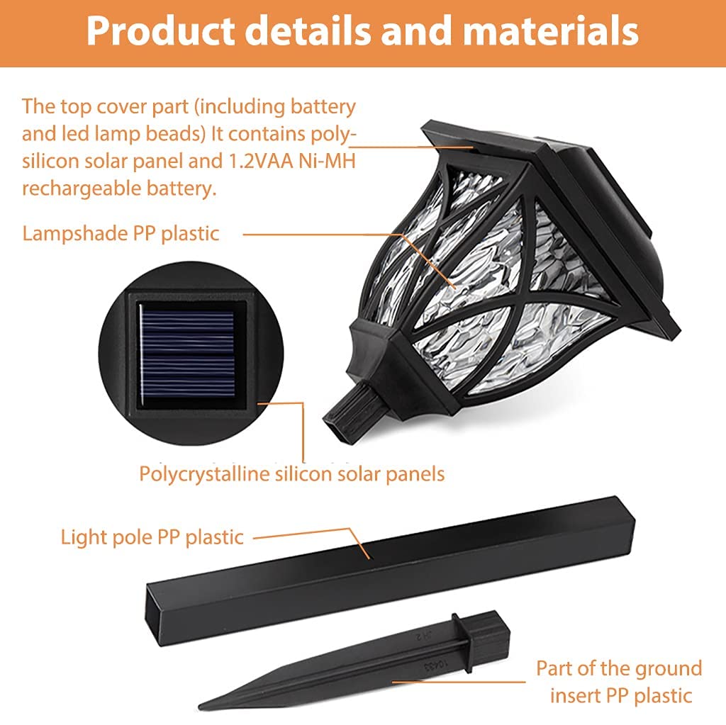 ELEPHANTBOAT Solar Path Lights for Garden and Patio with IP44 Waterproof Design | 6 Pcs Warm White LED Outdoor Lighting