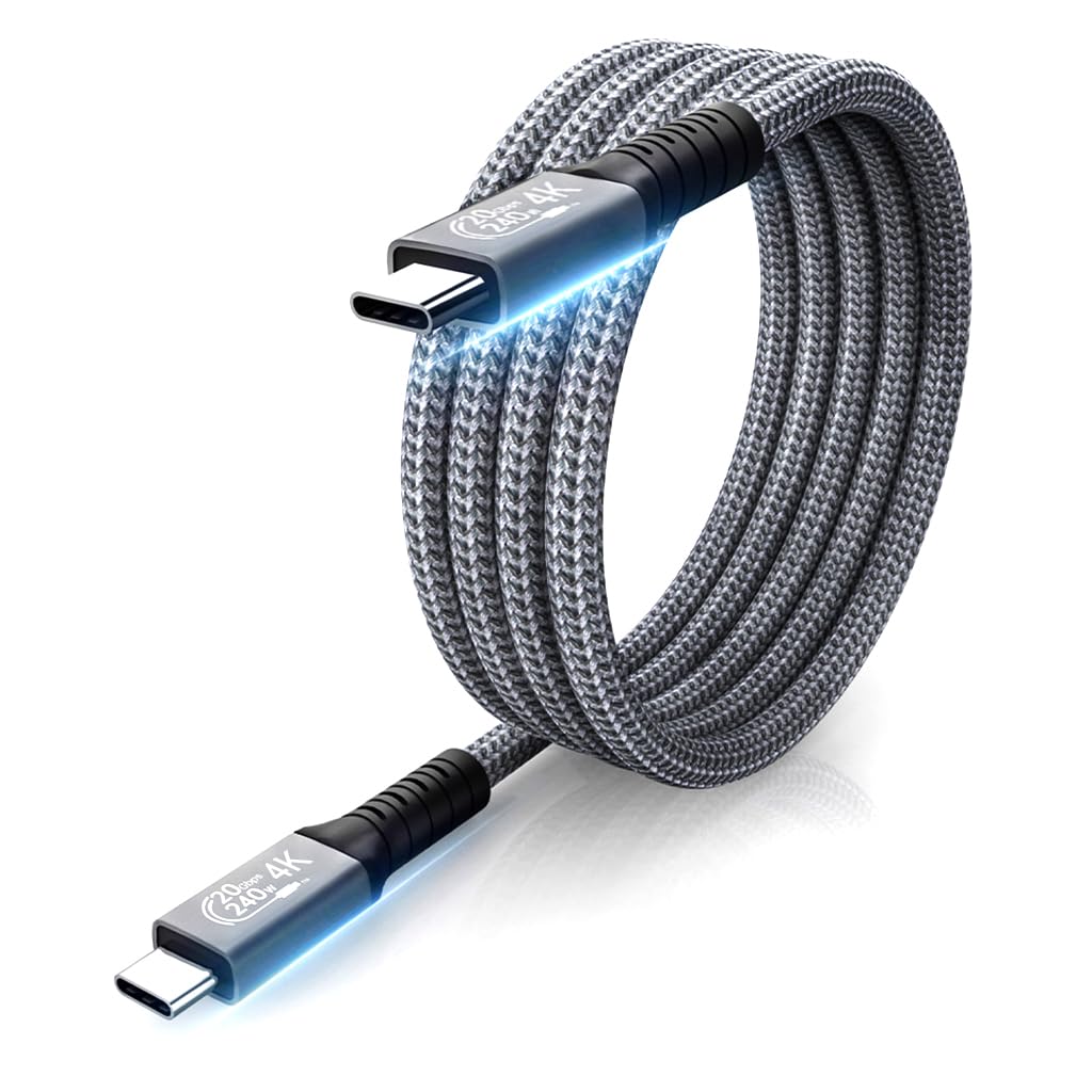 Verilux® Type C to Type C Cable, 4.9Ft PD 240W Fast Charging Cable Adapter, Support 20Gbps Data Transfer, 4K@60Hz Display Male to Male USB Type C Cable for Thunderbolt 4/3, Mobile, MacBook, Samsung