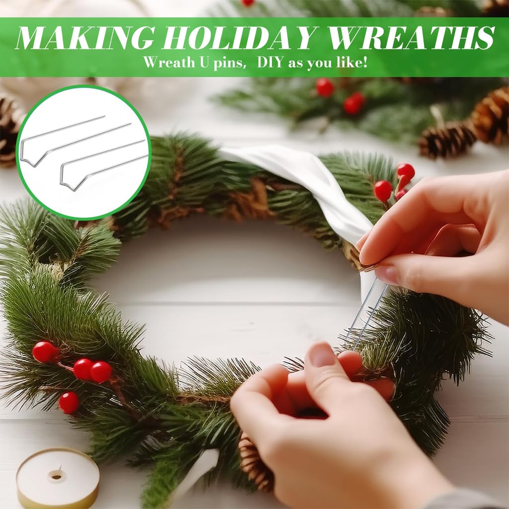 HASTHIP Floral Pins for DIY Wreath Making featuring 100pcs 1.8 in U Pins | Reusable Fixing Clips