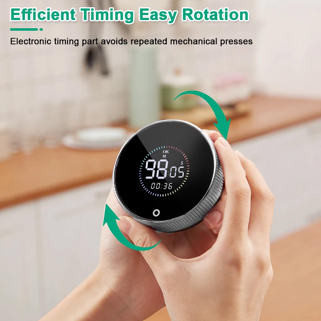 Supvox Magnetic Digital Clock for Table with 199 Minute Timer featuring Rotating Dial and USB Recharge