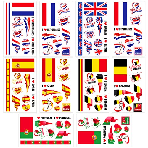 MAYCREATE® 10Pcs 5 Countries Stickers for Art, Laptop, MacBook, Luggage, Bike, Waterproof Face Painting Sticker for Adults Teens Kids, Party Supplies