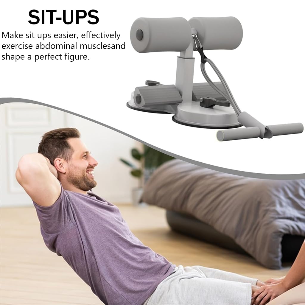 Proberos Sit Up Equipment for Home Gym with Dual Suction Cups and Adjustable Foot Holder | Grey