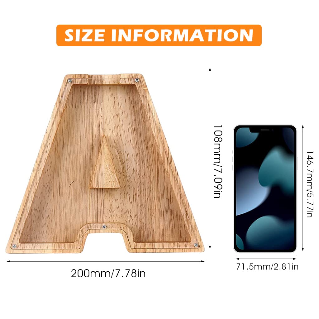 ELEPHANTBOAT Personalized Wooden Letter Piggy Bank for Kids featuring 20×18 cm Size | Transparent Acrylic Window and Screw‑Open Design