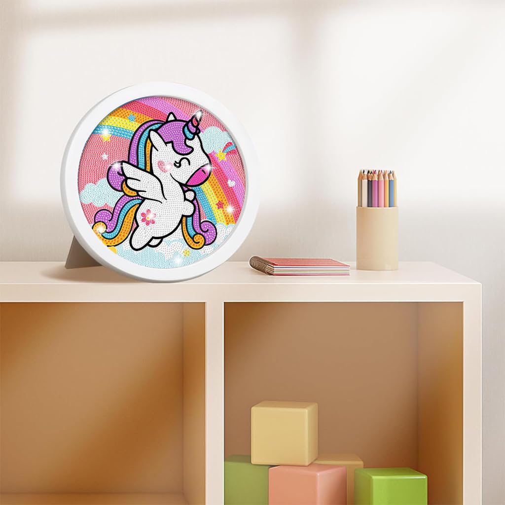Zibuyu 5D Unicorn Diamond Painting with Frame 20x20 cm for Kids 6-12 | DIY Art Kit
