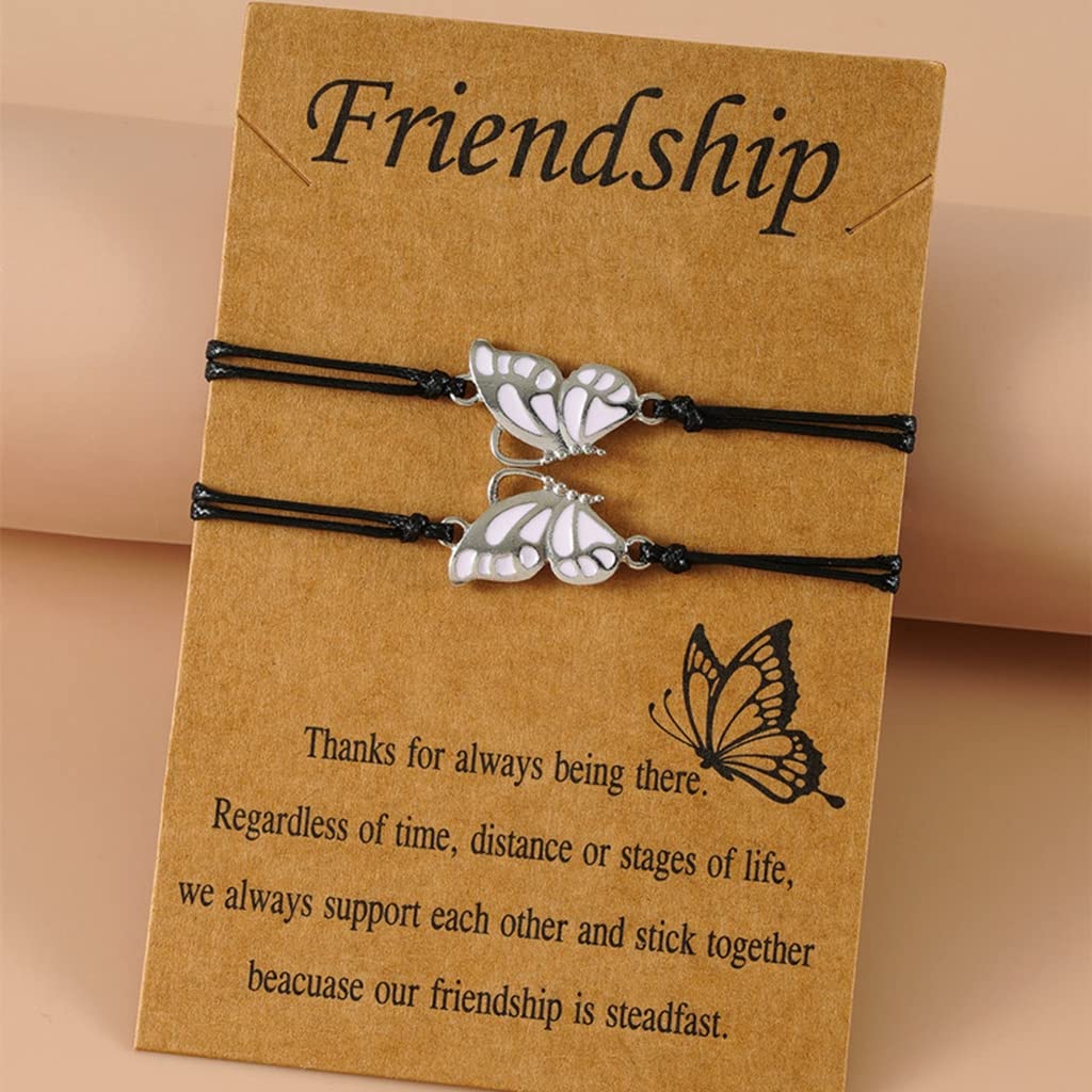 ZIBUYU Friendship Bracelets for Lovers Friends Girls Boys Romantic Magnetic Butterfly Design Bracelets for Girlfriend and Boyfriend Friendship Bracelet - 1 Pair