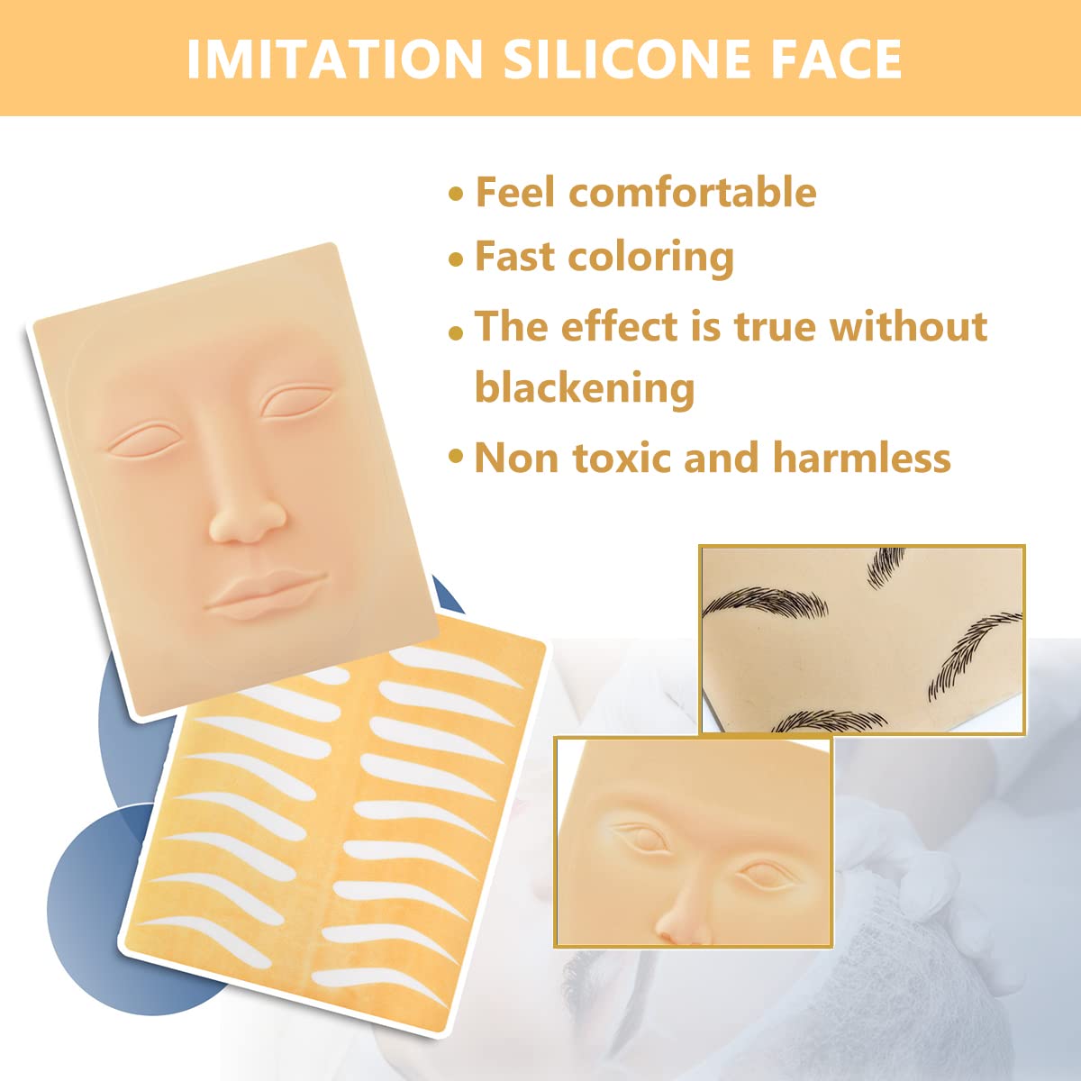 MAYCREATE Eyebrow Tattoo Kit for Practice with Silicone Skin and 2 Color Pigments | Training Set