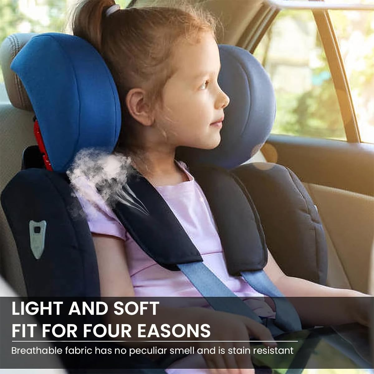 SNOWIE Soft Baby Car Seat Belt Cushions 3pcs for Stroller and Car Seat featuring Hook and Loop Closure