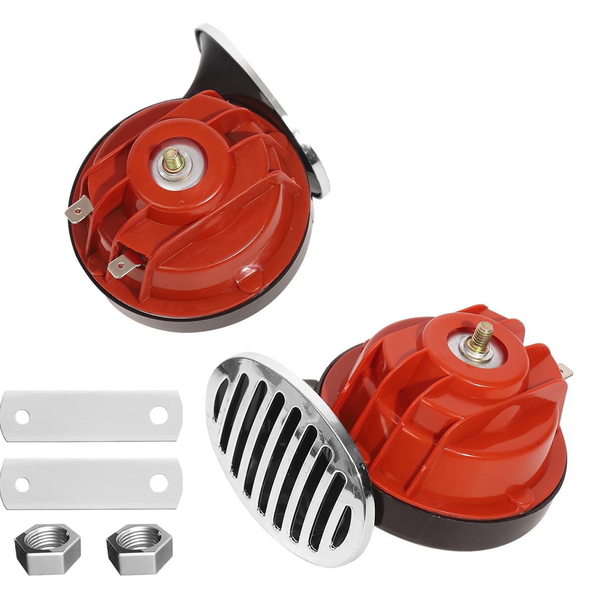 STHIRA Car Horn for 12V and 24V Vehicles with 300dbs High Pitch Sound | Vintage Red Waterproof Design