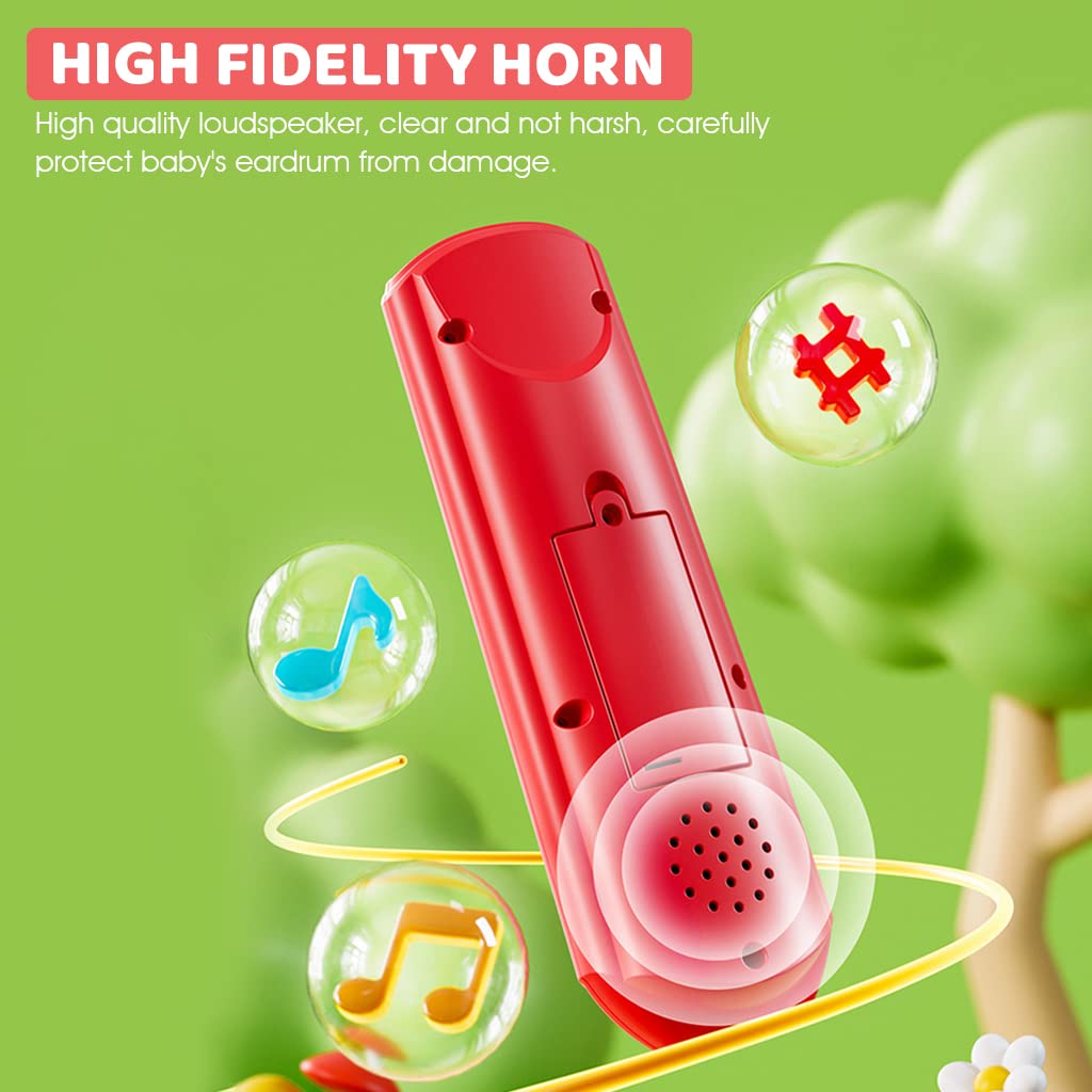 ZIBUYU Musical Light Toy Remote Control for Toddlers with 3 Languages | Pink ABS Educational Sensory Toy
