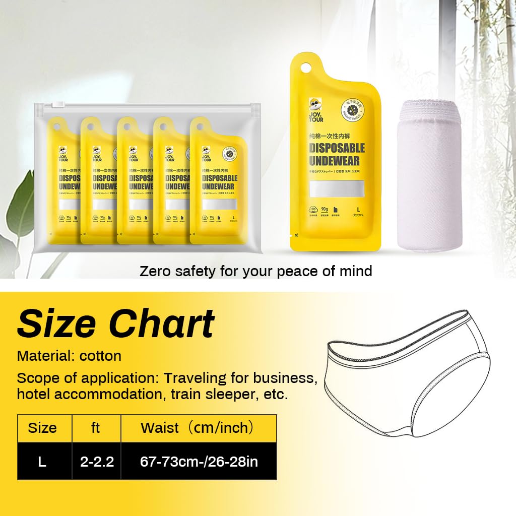 PALAY Disposable Underwear for Women with Elastic Waistband and 5 Pack Pure Cotton | Ideal for Travel and Postpartum Use