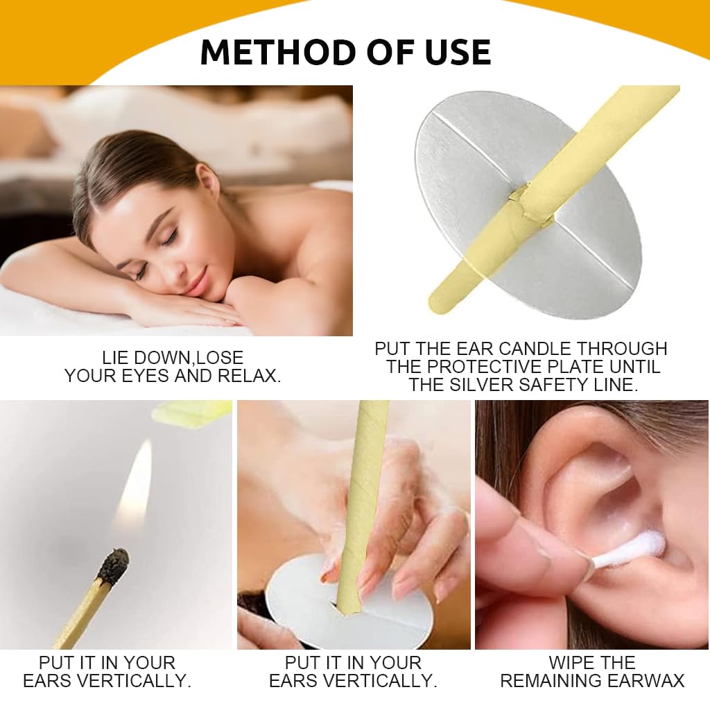 HANNEA Ear Candles Kit for Ear Cleaning with 10 Candles and 6 Stainless Steel Tools | Includes Storage Box