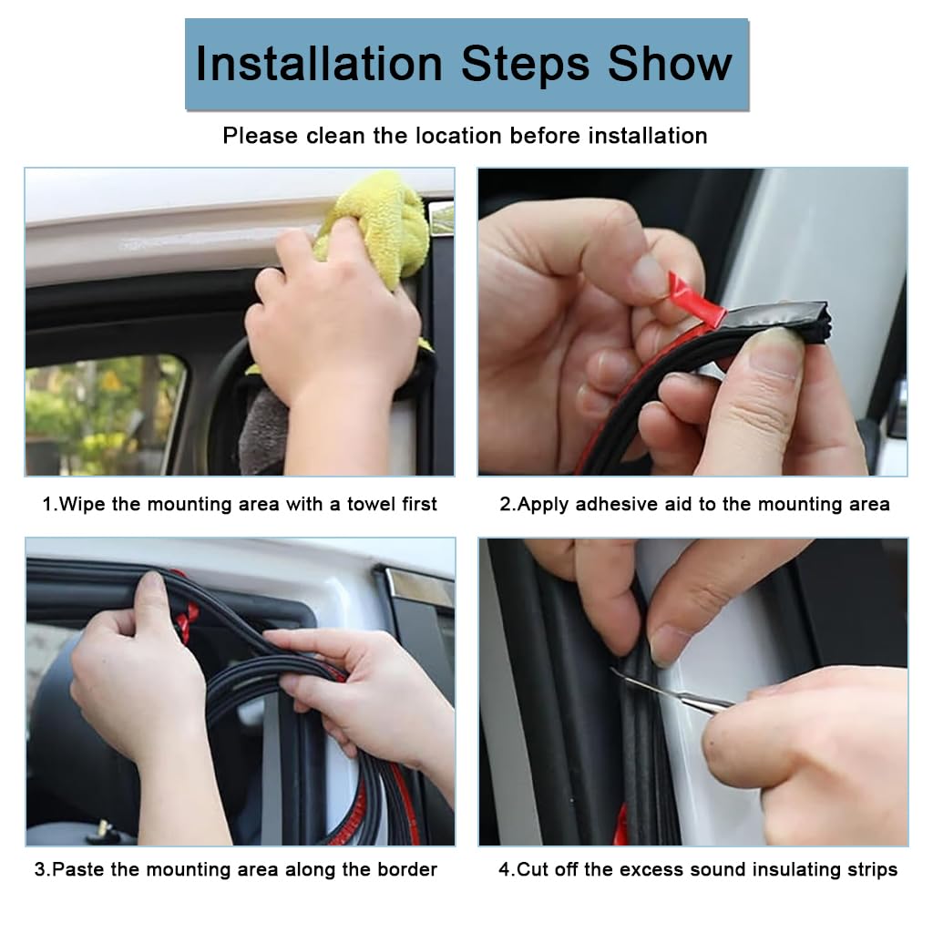 STHIRA Car Door Seal Strip for SUV Van and Pickup featuring 52.5Ft Cuttable Rubber Trim | Triple Layer Soundproof Weatherproof Design