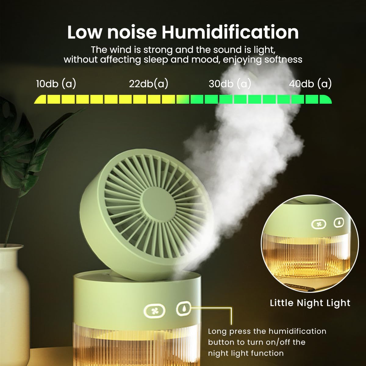 ZORBES 3 in 1 USB Rechargeable Fan for Home and Office with 350ml Water Tank | Portable Mist Fan and LED Night Light