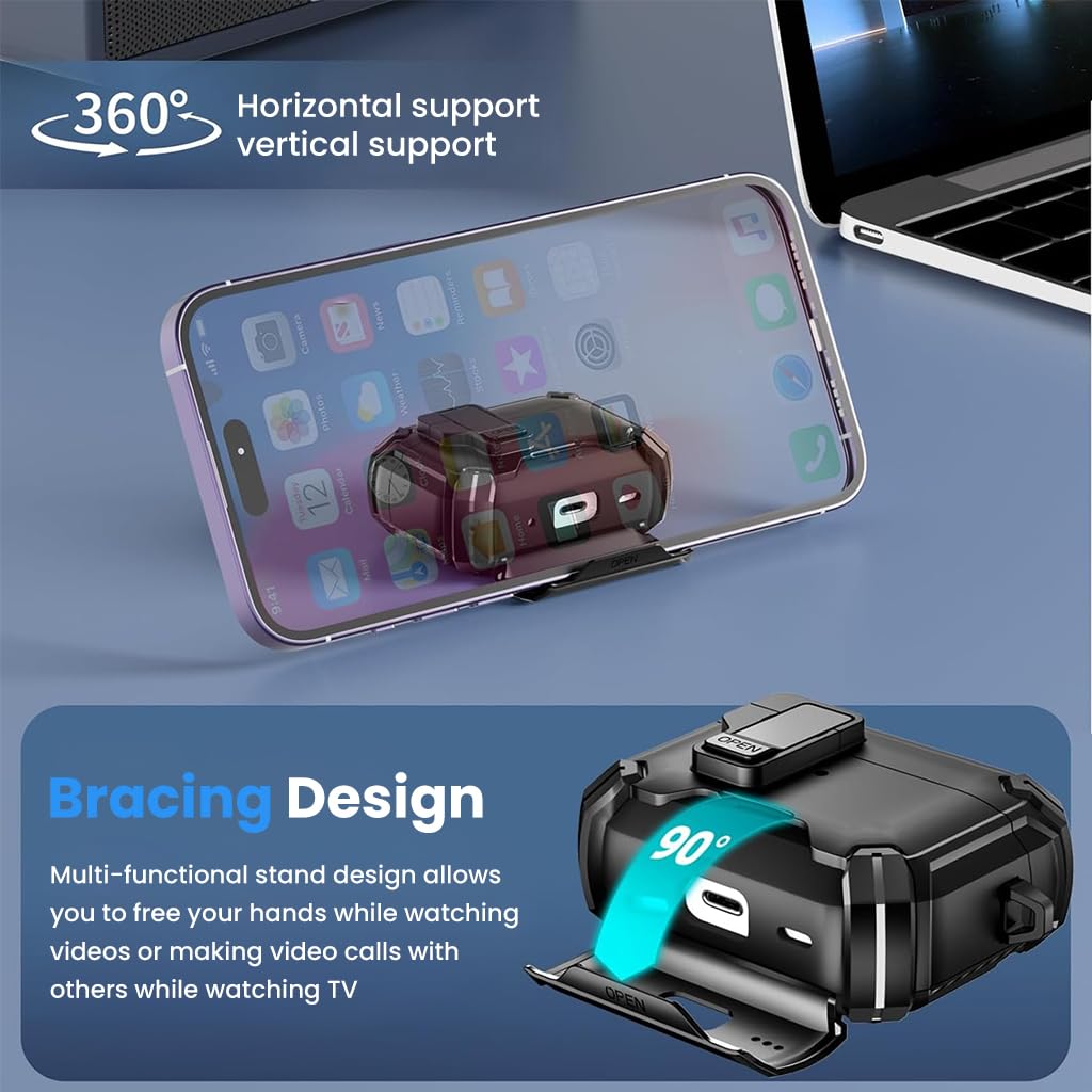 ZORBES AirPods Pro 3 Case with Magnetic Lock and Built‑In Desk Phone Bracket | TPU and PC Cover