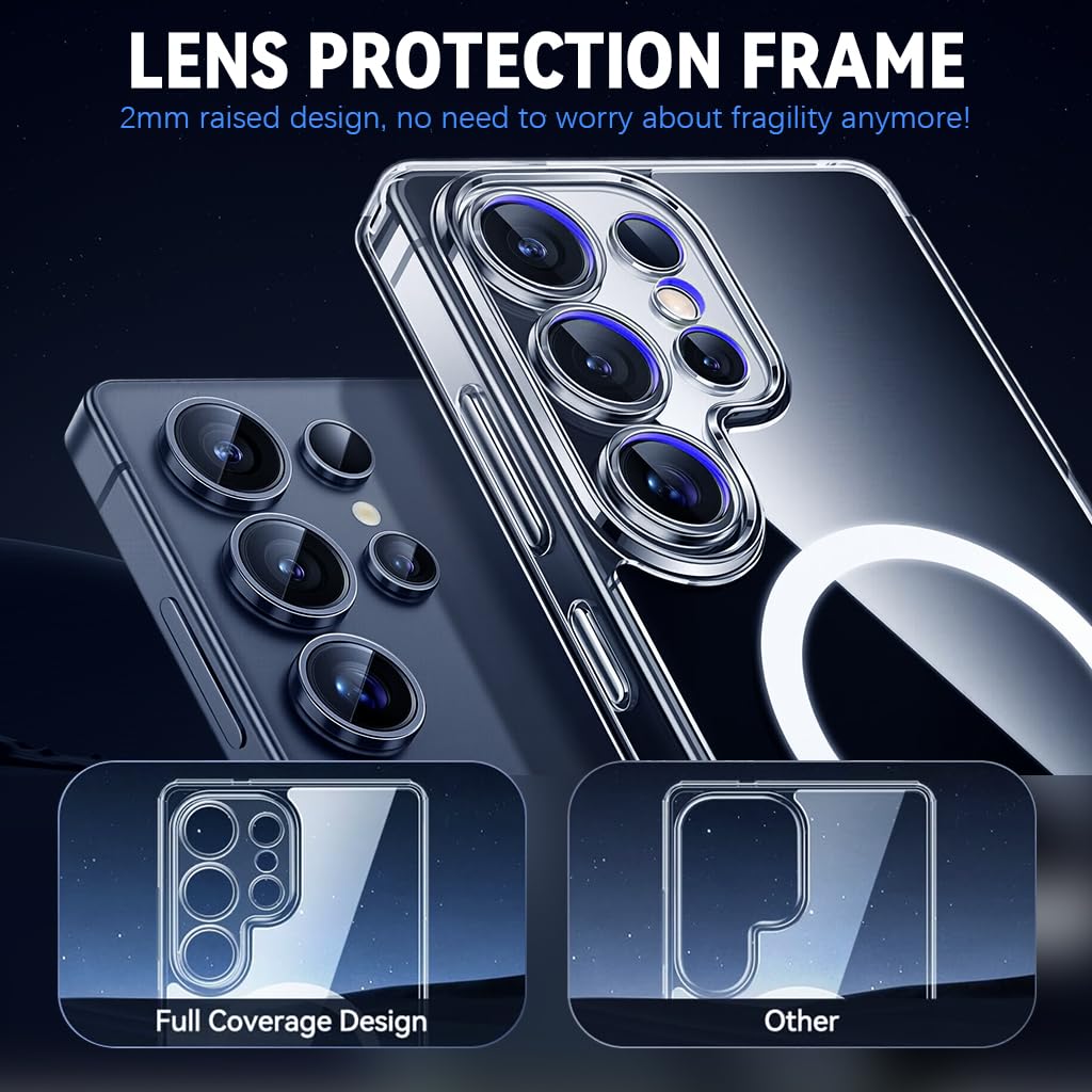 ZORBES Clear Phone Case for Samsung Galaxy S25 Ultra with Magnetic Ring Grip and TPU Bumper
