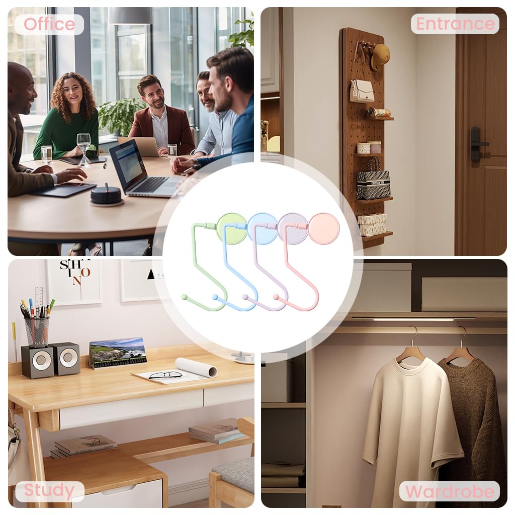 ZORBES Desk Bag Hangers for Table and Office Use with Metal Hooks | 4PCS Multi Color Set
