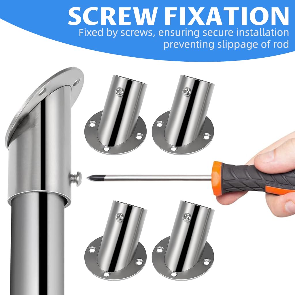 HASTHIP Curtain Rod Bracket 4Pcs Set featuring 2.5mm Dia Support Base in Stainless Steel