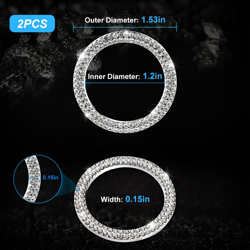 STHIRA Crystal Double Rhinestone Car Push Start Button Cover 4PCS for Womens Interior | Sparkling Engine Stop Decoration