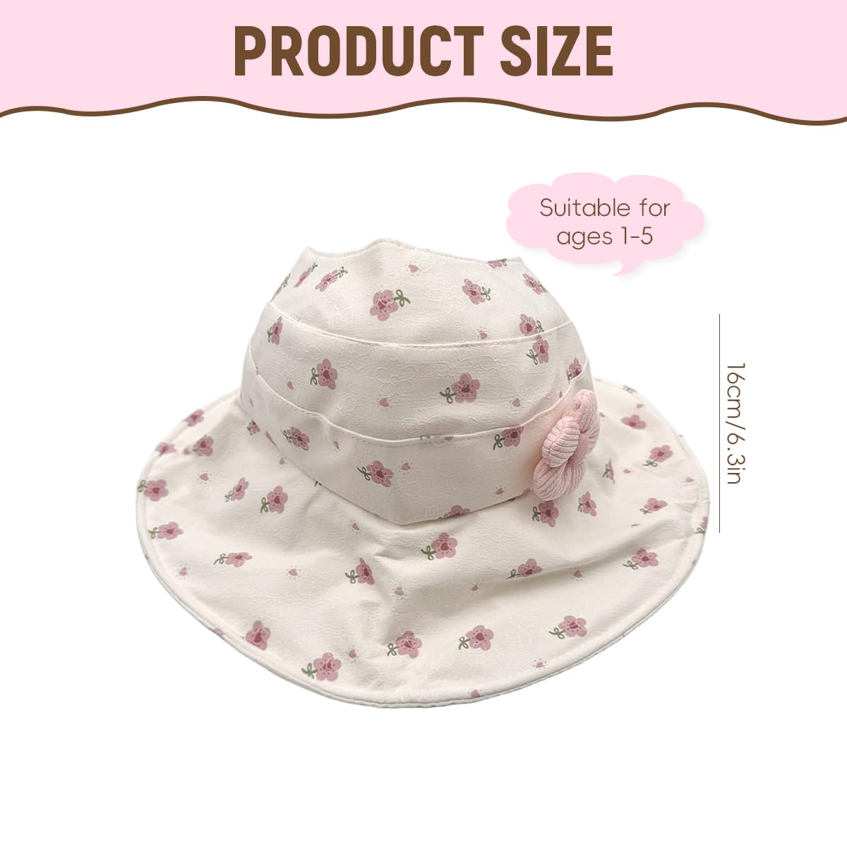 SNOWIE SOFT Baby Sun Hat with Wide Brim & Adjustable Closure for Girls Aged 1–5 | Soft Cotton UV Protection Pink Beach Cap