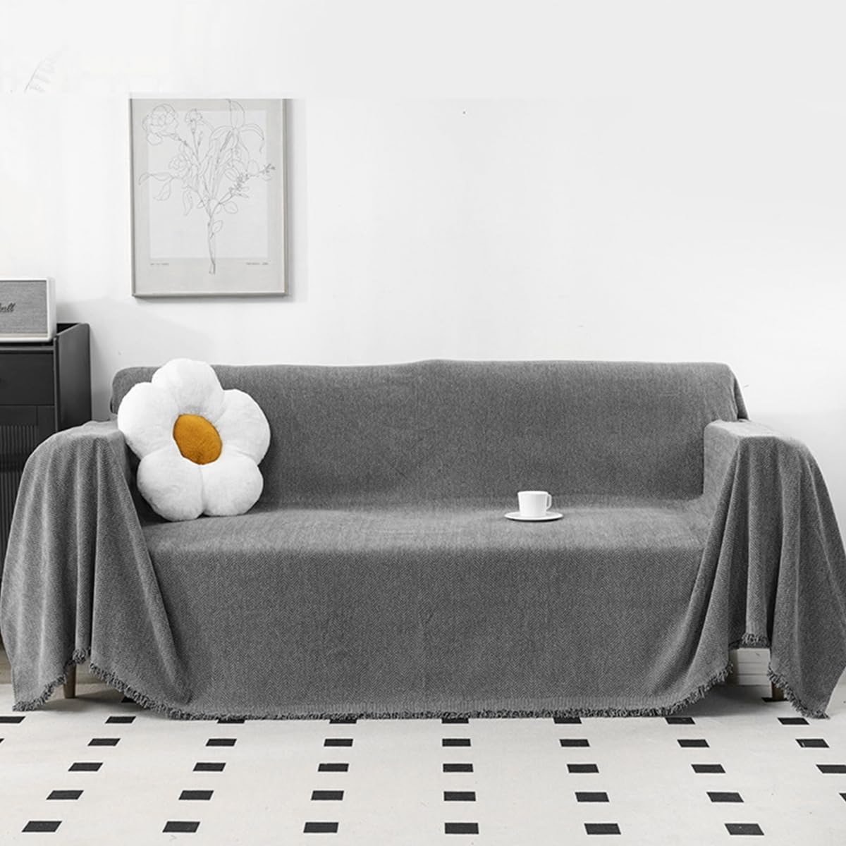 HASTHIP Sofa Covers for Living Room with Anti Slip Texture and Tassel Detailing 70x70 in