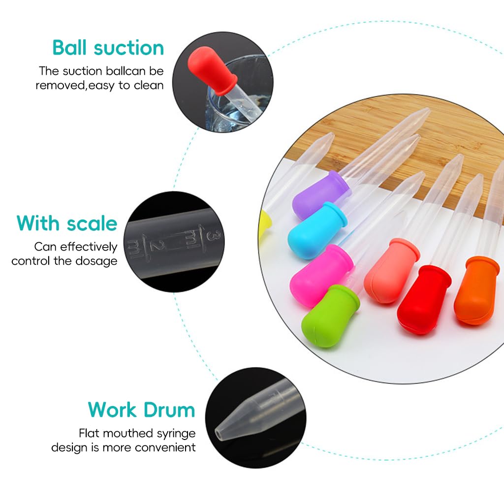 HANNEA Baby Medicine Droppers 10pcs 5ml for Infants with Flat Tip & Silicone Caps | Food Grade PP