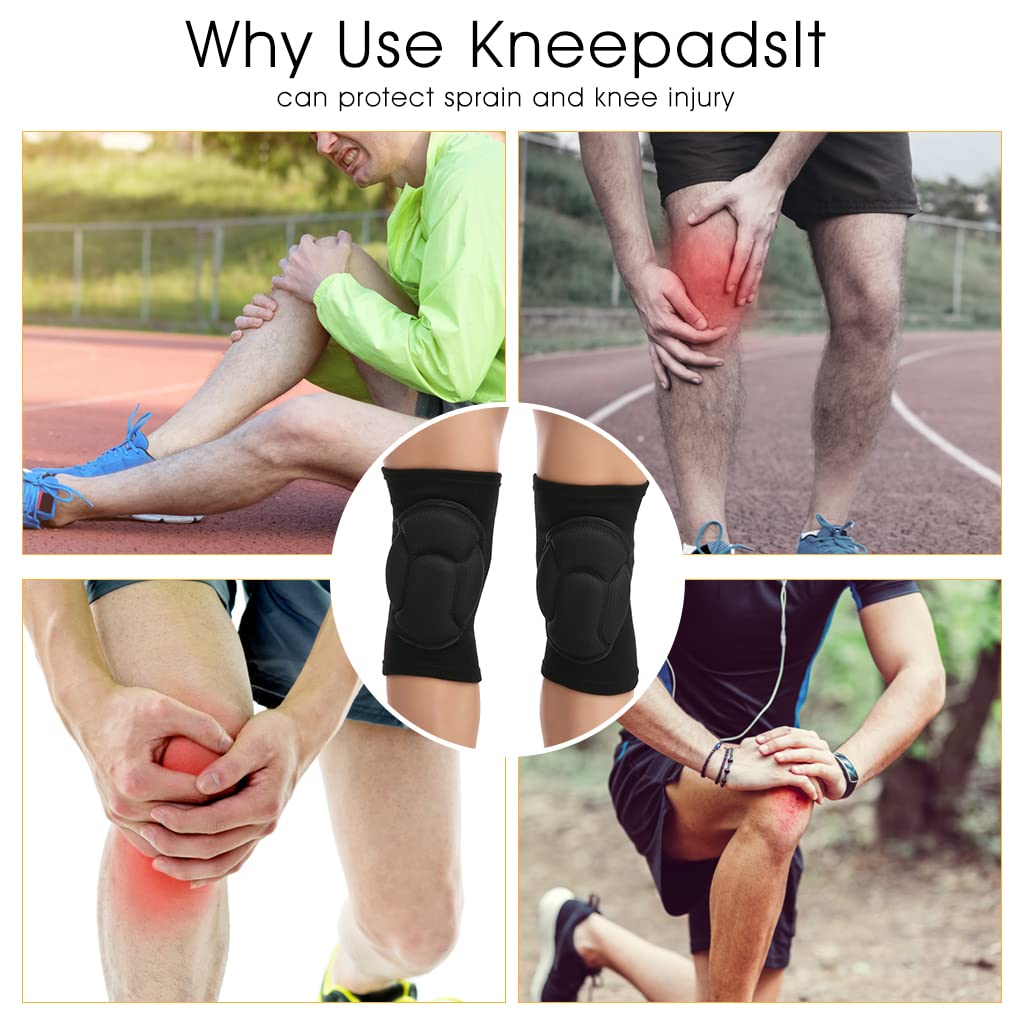 ZIBUYU Knee Cap for Running and Gym with EVA Thickened Sponge Cushion | 1 Pair Black