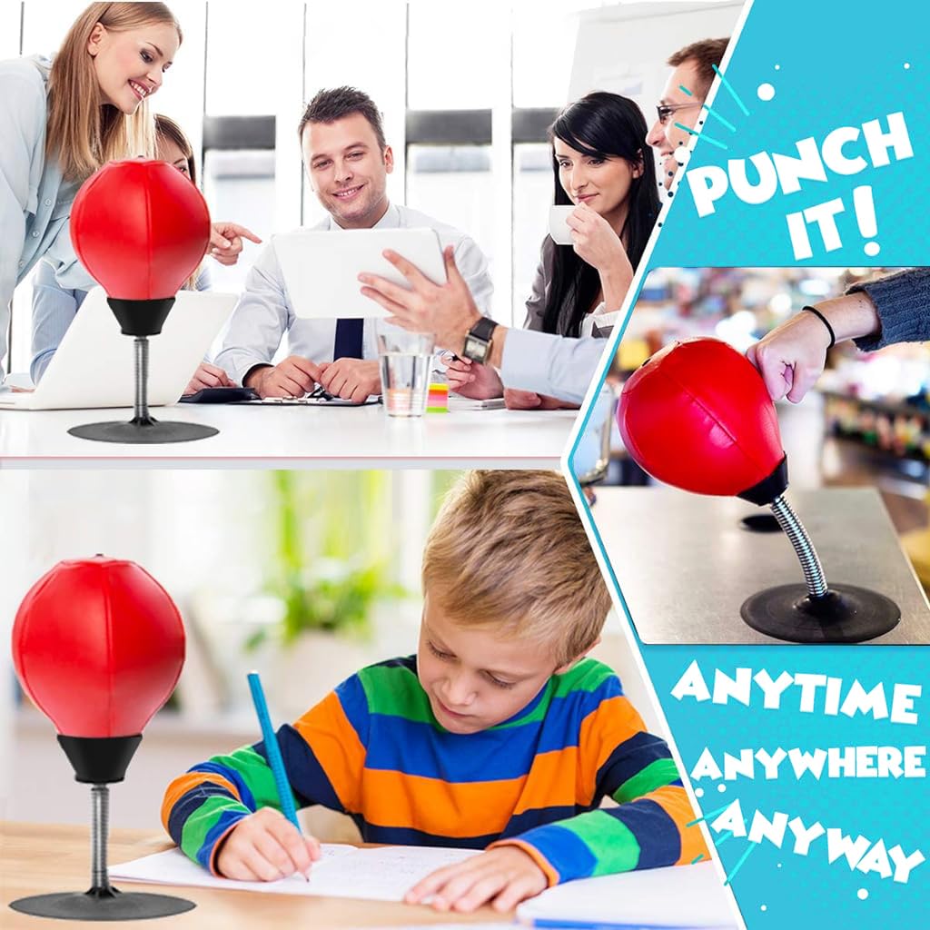 Proberos® Desk Punching Ball Auto Bouncing Back Pressure Relieve Toy Strong Suction Cup Free Standing Punching Boxing Ball Toy, 36cm Height, 15cm Diameter