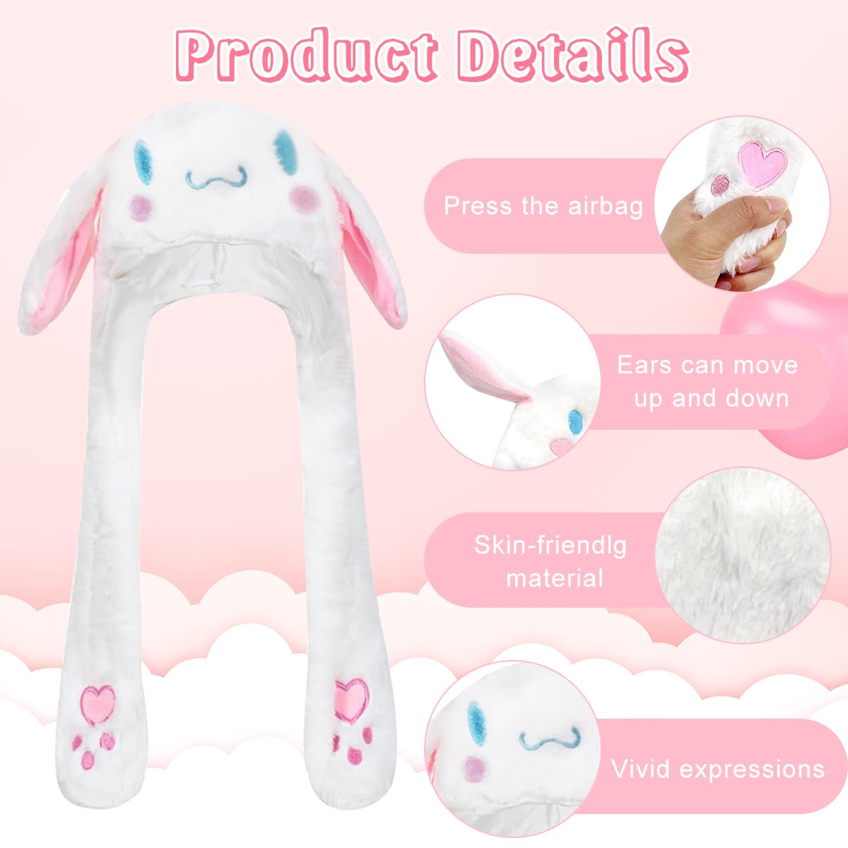 Zibuyu Ear Moving Jumping Hat featuring Cinnamoroll Plush with Fluffy Blue Design for Girls