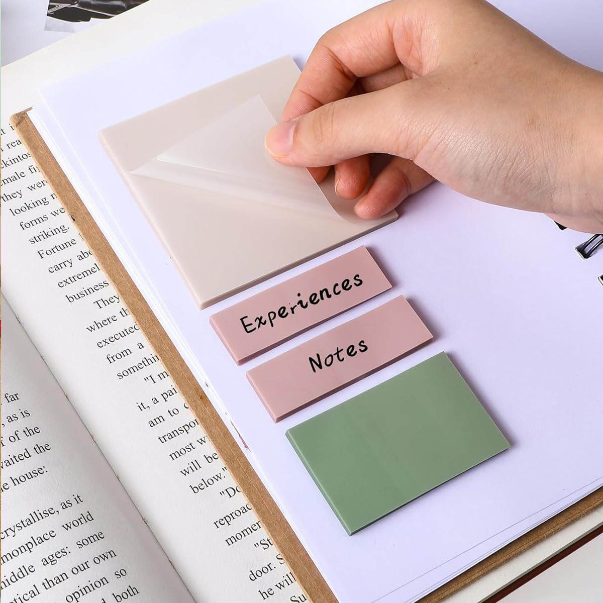 HASTHIP® 700 Sheets Transparent Sticky Notes, Colorful Clear Plastic Memo Pads, PET Waterproof, Oil-Based Pen Friendly, Self-Adhesive, Removable, For School, Office, Home & Organizational Tasks