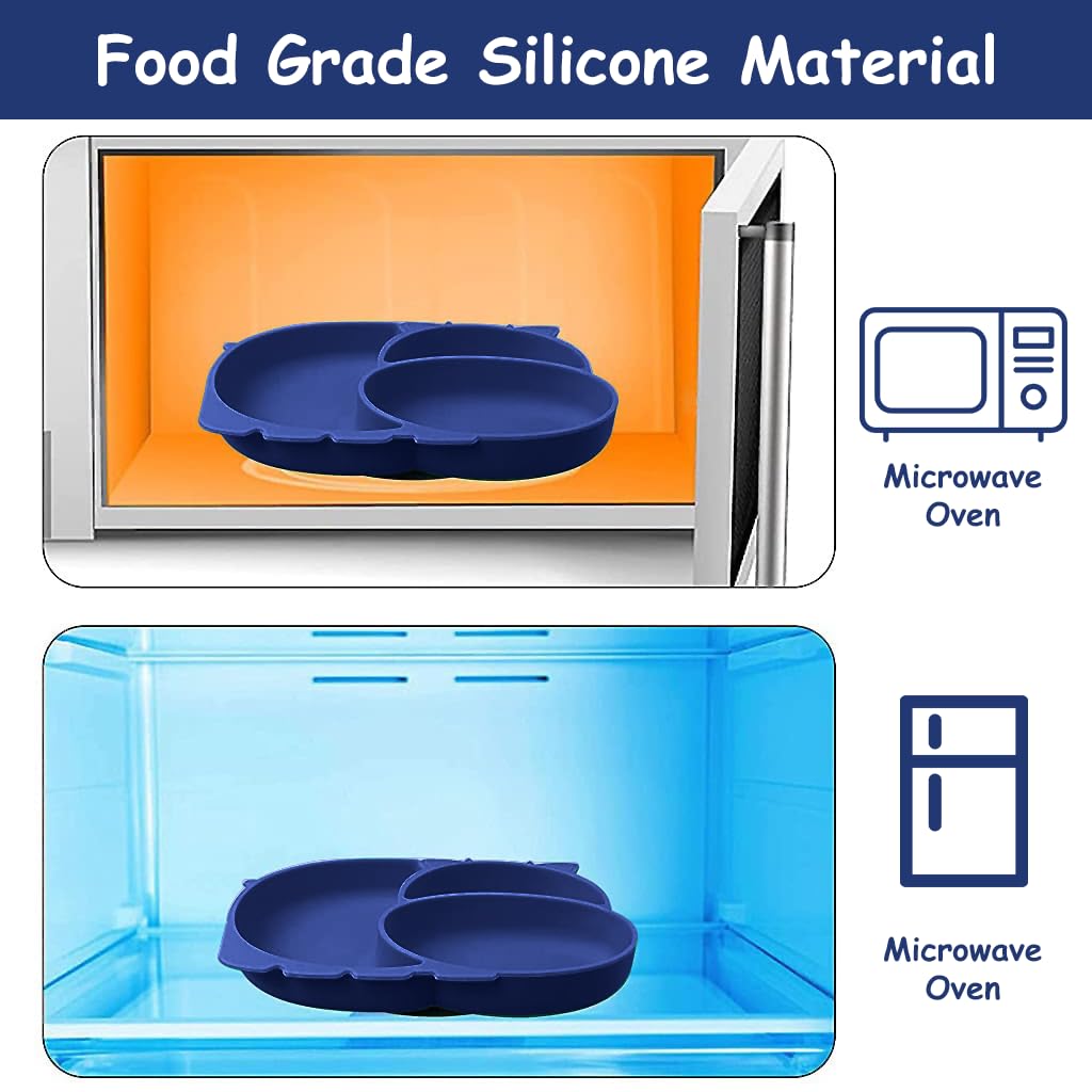 SNOWIE SOFT Suction Plates for Baby with 3 Divided Compartments and Stable Cup Design | Foodgrade Silicone for Toddlers