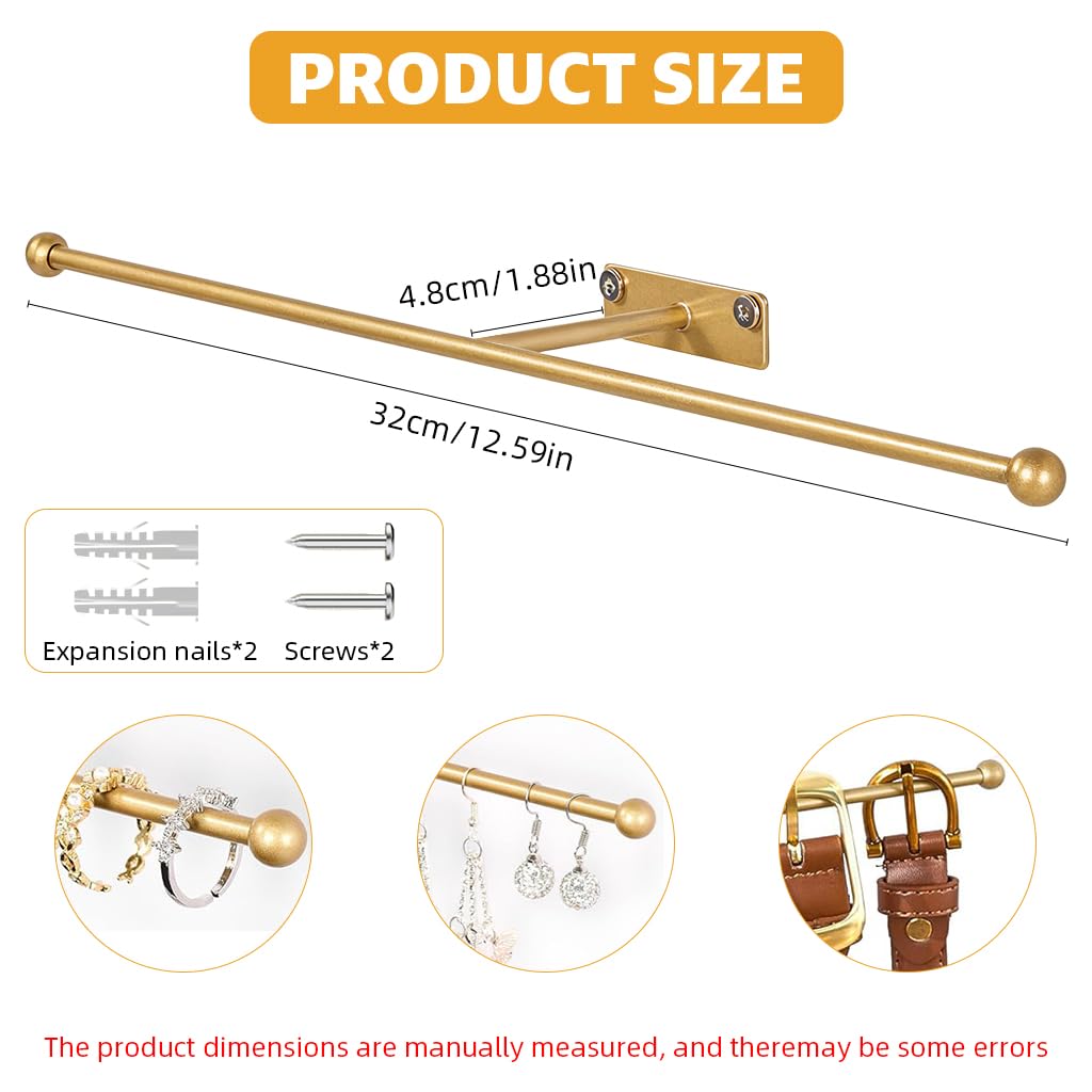 HASTHIP Jewelry Organizer Holder for Earring and Bracelet featuring Golden Metal Rack | 2.6 inches Multipurpose Wall Display