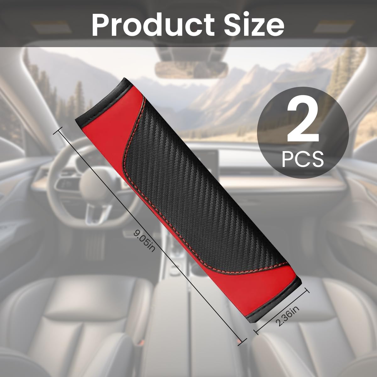 STHIRA Seat Belt Pad for Neck and Shoulder Protection with Foam Layer PU Leather 6cm x 23cm | Universal Comfort for Car and Bag Straps