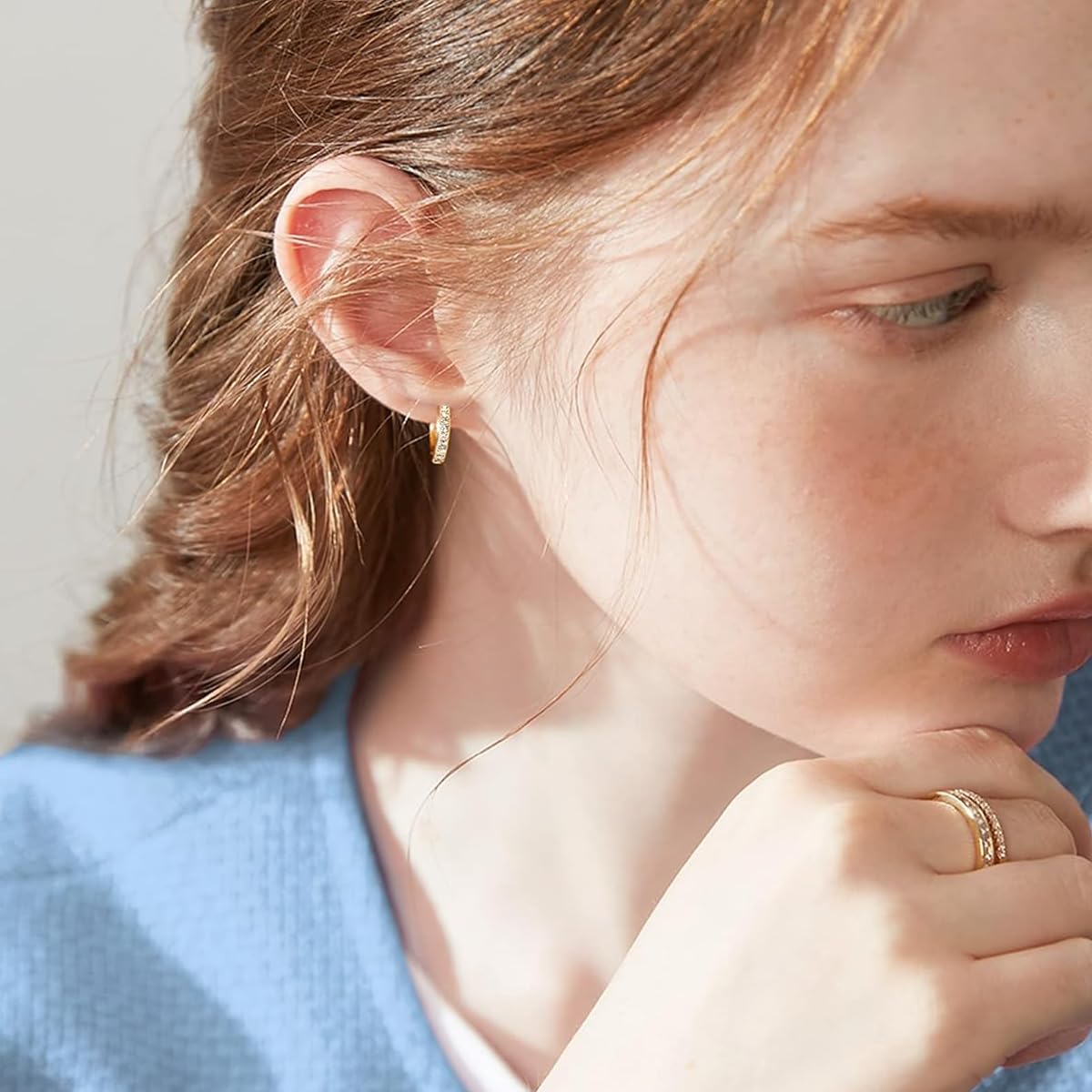 SANNIDHI Hoop Earrings for Women with Zircon Detail 4 Pairs 8mm to 14mm Gold Huggie Jewelry