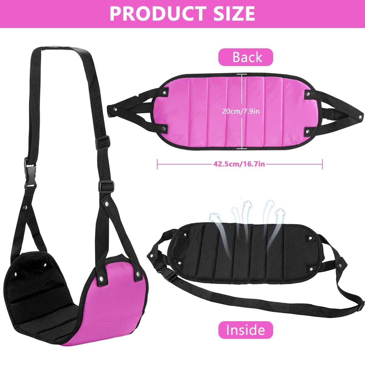 HASTHIP Airplane Footrest for Travel with Adjustable Straps and Memory Foam Support | Pink Portable Foot Hammock