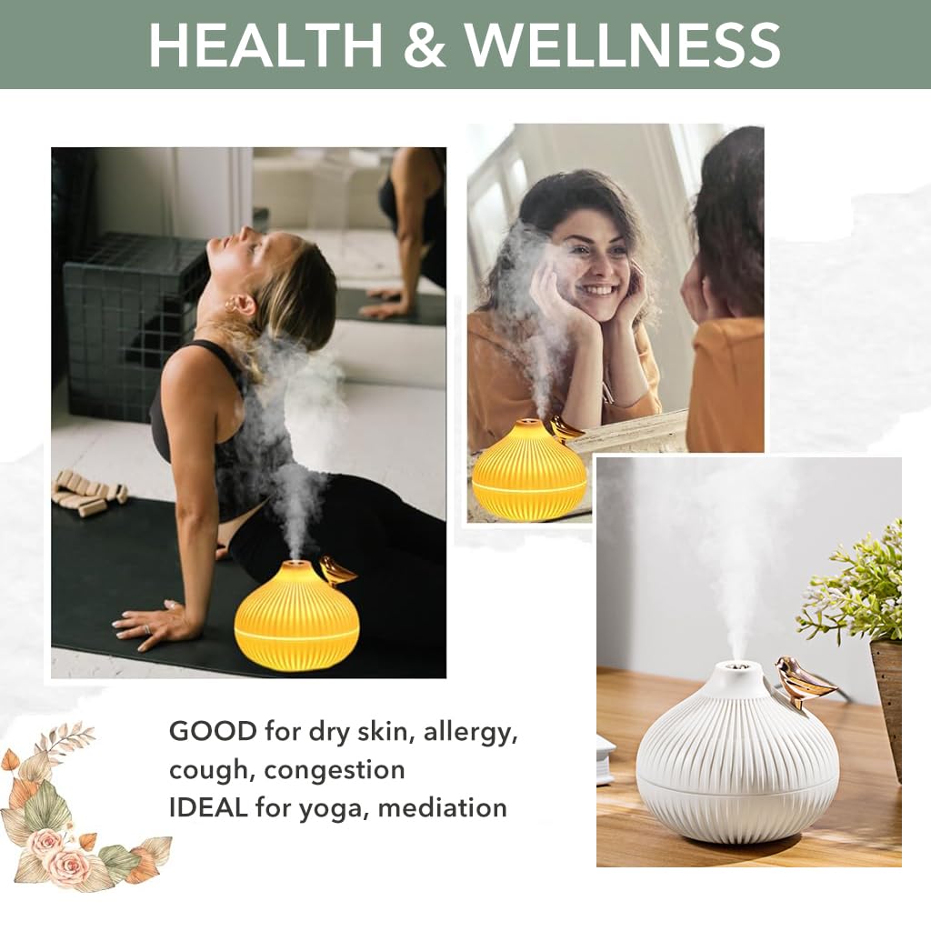 HASTHIP® Mini Air Humidifier - Cute Onion Shape Portable Small Humidifier, Silent Air Humidifier with 2 Modes, Cool Mist Humidifiers Essential Oil Diffuser with Warm LED Light (300ml)