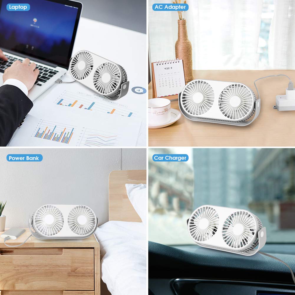 Verilux USB Fan for Home and Office with Dual Aromatherapy Cooling | 230×46×115mm Portable