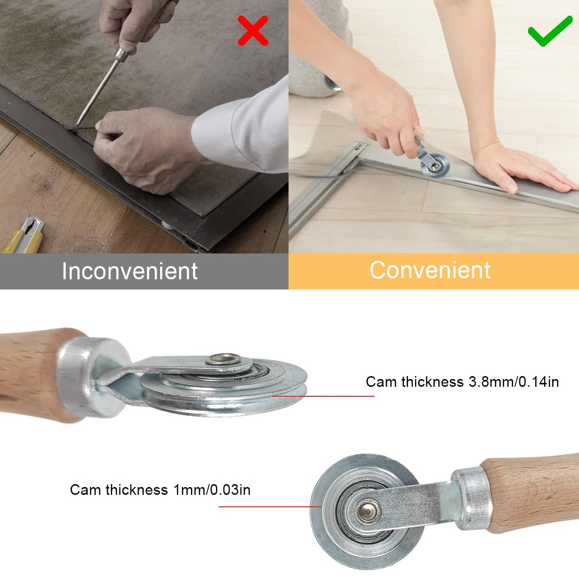 Serplex Screen Roller Tool for Window and Door Repair with Dual Head Spline Roller 2PCS