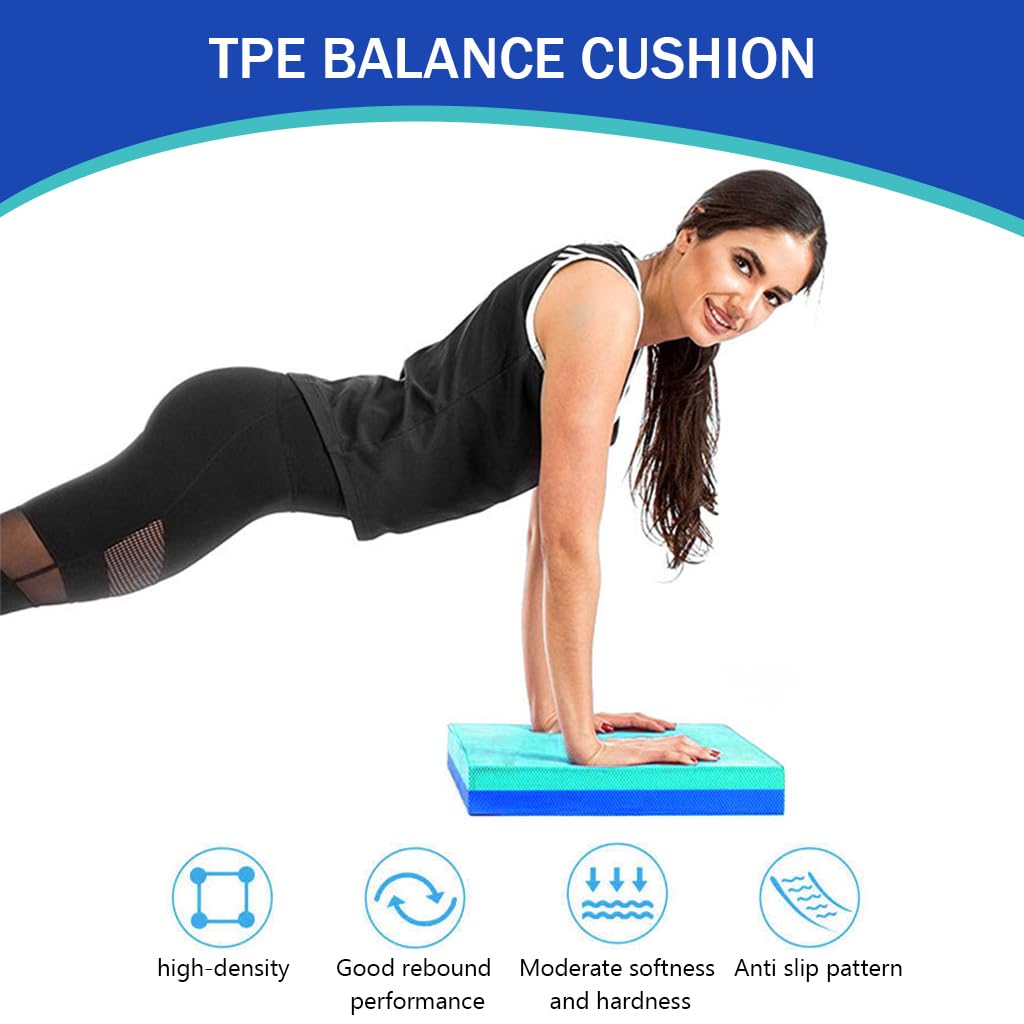 Optifit Exercise Balance Pad for Yoga and Fitness with Dual Color Non Slip TPE Foam 40x33cm | 6cm Thick Cushion for Knee and Elbow Support