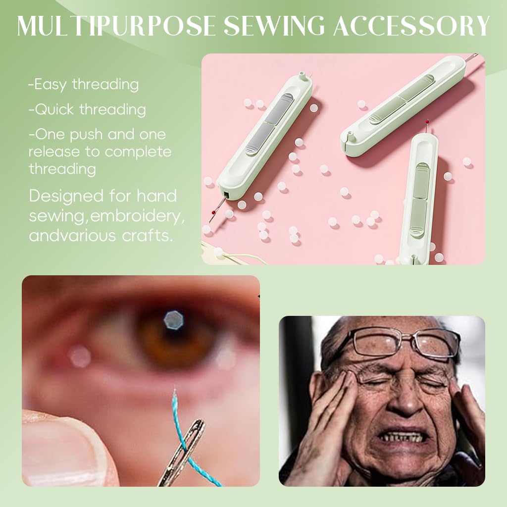HASTHIP Needle Threader for Hand Sewing with Seam Ripper featuring Dual Head Design | Green
