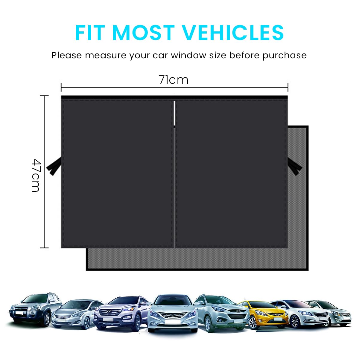 STHIRA Window Magnetic Sliding Curtain for Car with 10 Magnets and 27.9x16.1 in Double-Layer Mesh | UV Protection and Privacy