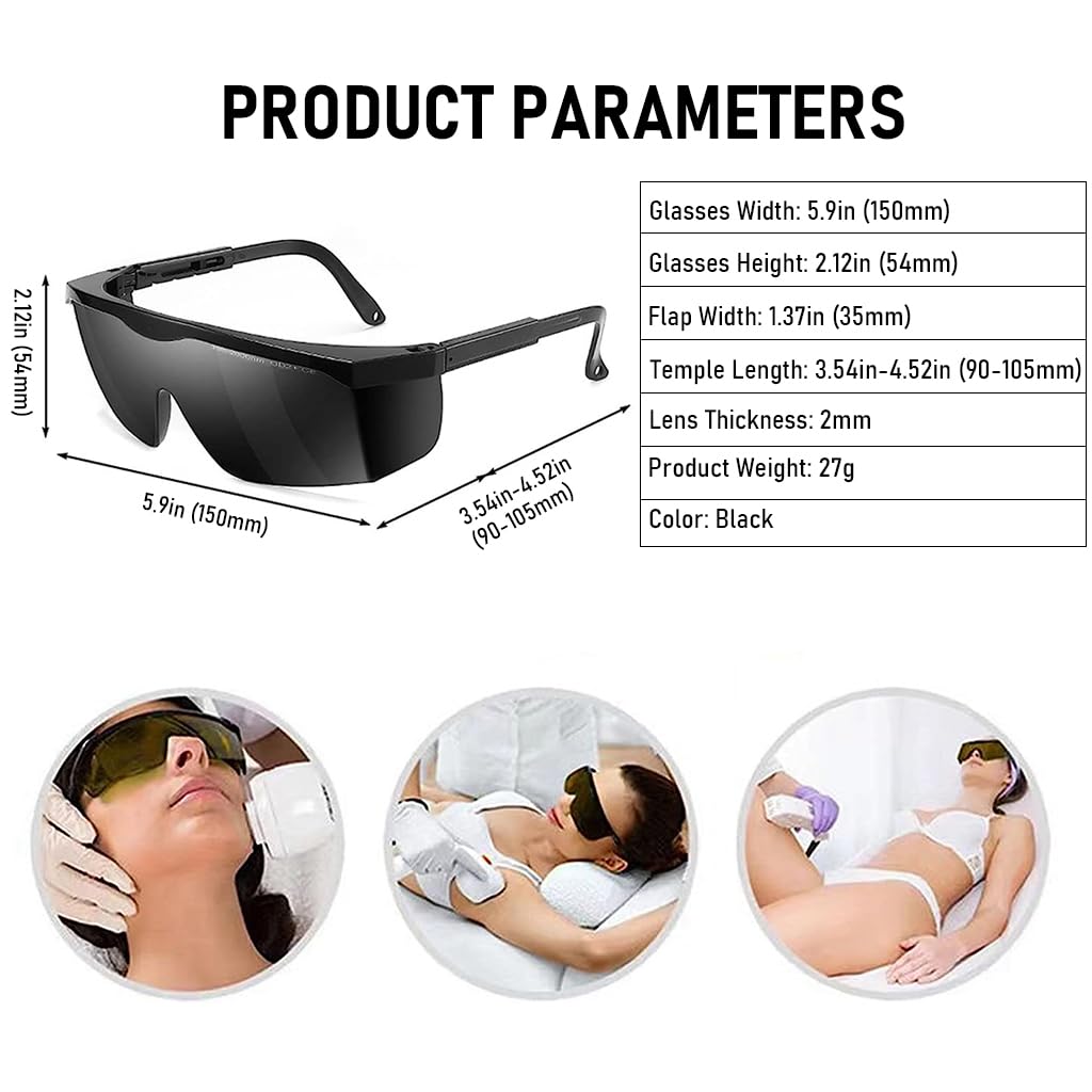 Serplex® Laser Safety Glasses, IPL 190-2000nm Laser Goggles Laser Eye Protection Goggles with Wipe Cloth & Glasses Box Safety Laser Glasses for Beauty Machine, Laser Marking, After Eye Surgery