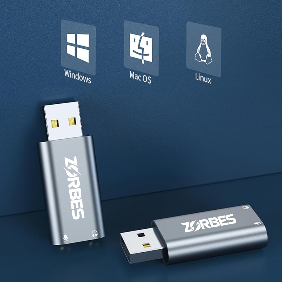 ZORBES USB Audio Adapter with Dual 3.5mm Jacks featuring Aluminum Alloy Shell | HiFi Sound for PC and Laptop