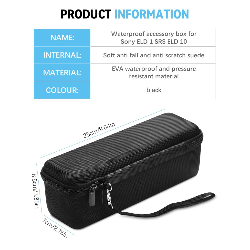 ZORBES Carrying Case for Sony ULT Field 1 and SRS-ULT10 Speakers with Mesh Pocket | Waterproof Nylon Travel Case 9.84x3.35x2.76 in