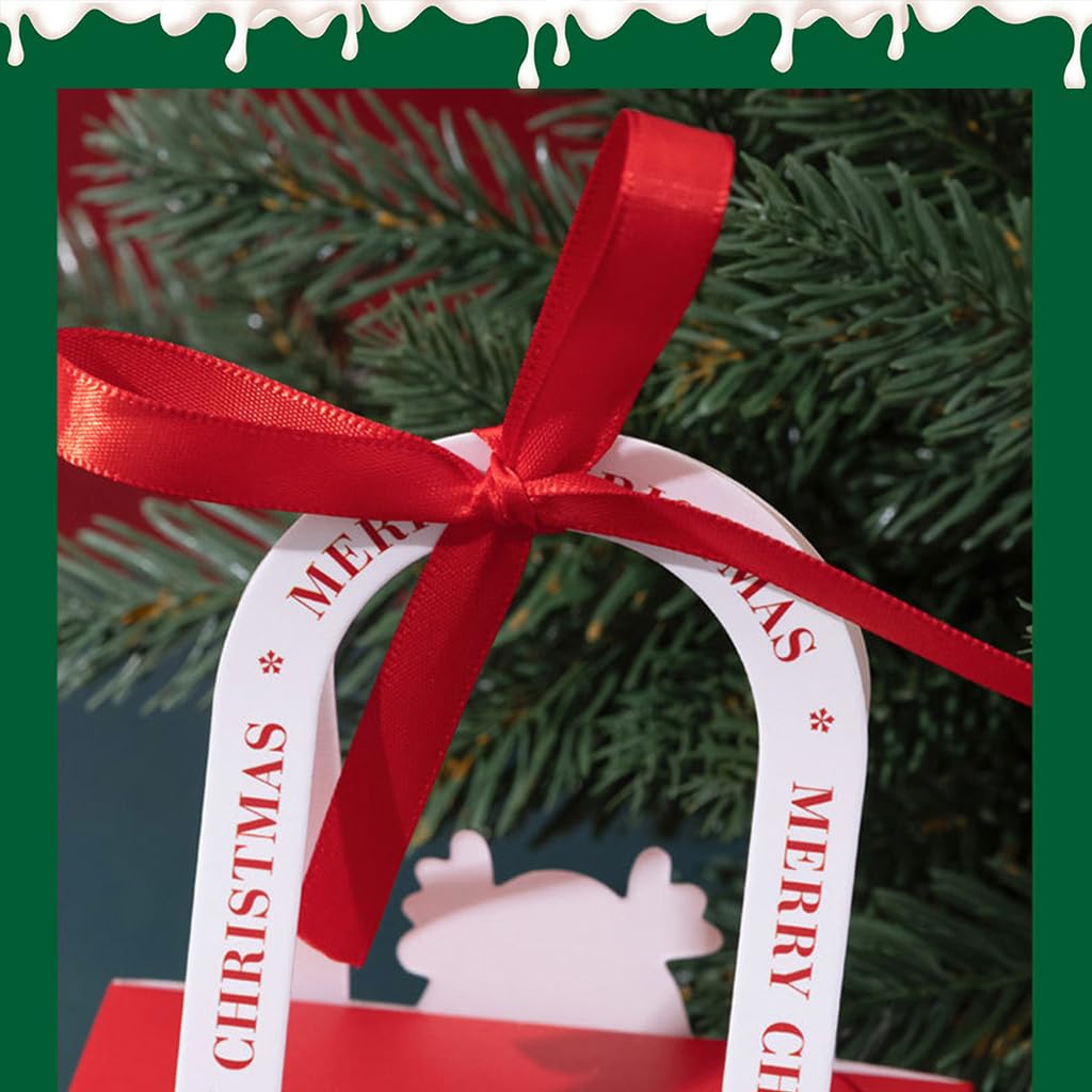 HASTHIP Christmas Gift Box Set for Holiday Packing with Handles and Ribbon 10pcs | Paper Boxes 10x5.2x15.5cm