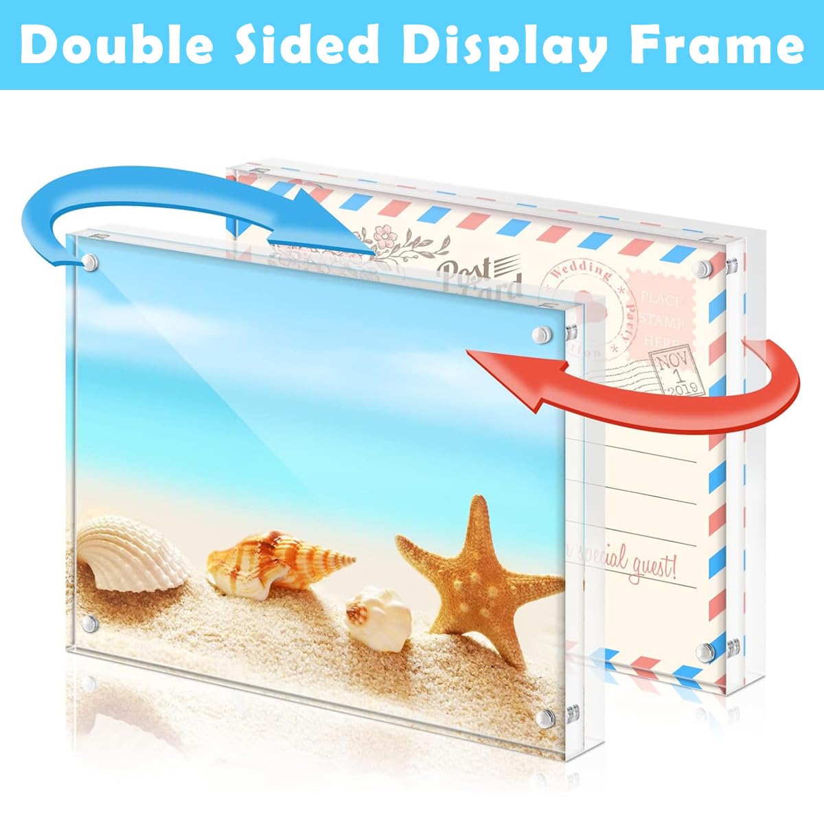 HASTHIP Acrylic Picture Frame 4x6 Inches for Desk Display with Magnetic Double Sided Design
