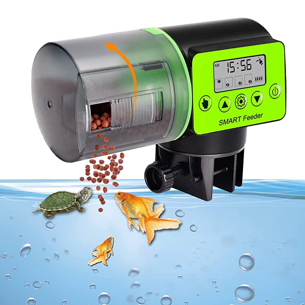 Qpets  3 Way Automatic Plastic Fish Feeder for Aquarium Timer Turtle Food Fish Tank Accessories Aquarium Auto Feeder Fish for Marine Aquariums Pond (Updated Fish Feeder, Not Included Battery)