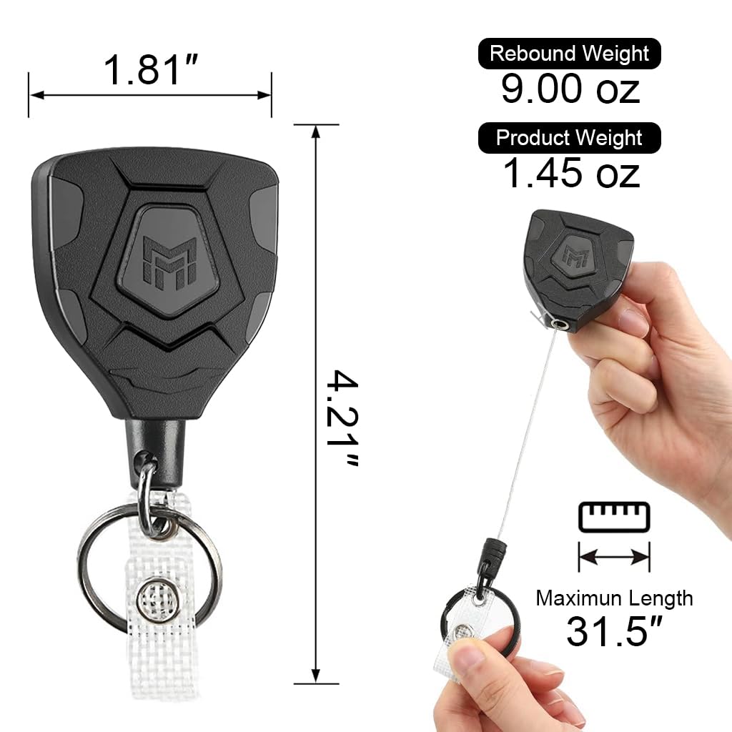 HASTHIP Retractable Keychain for ID Badges and Keys with 31.5 in Steel Cord | ABS Body Clip