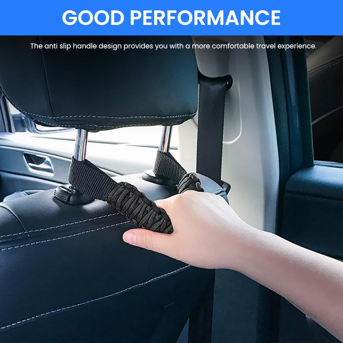 STHIRA Car Seat Headrest Grab Handles for Rear Passenger Support 11.81 in Nylon | Easy Install