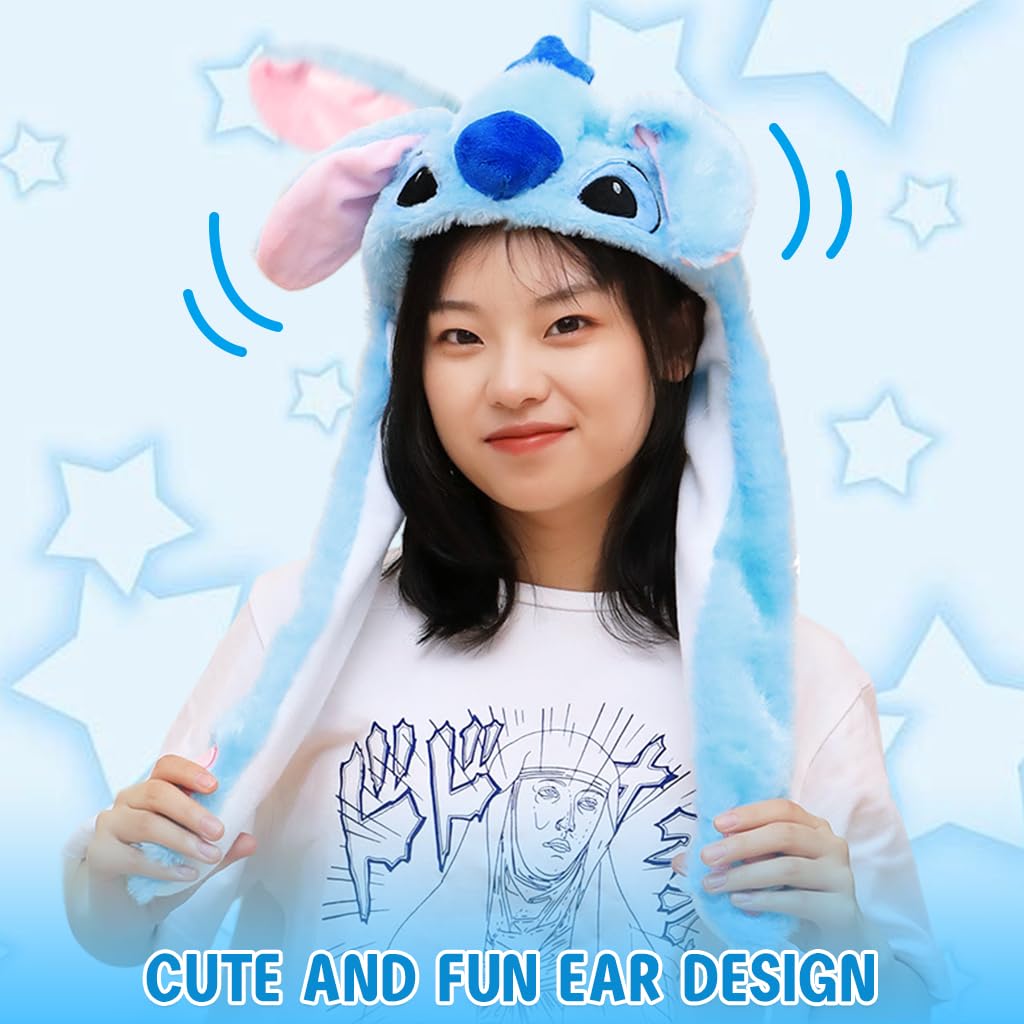 PATPAT Girls Winter Hat featuring Cute Stitch Design with Moving Ears and Plush Warm Comfort