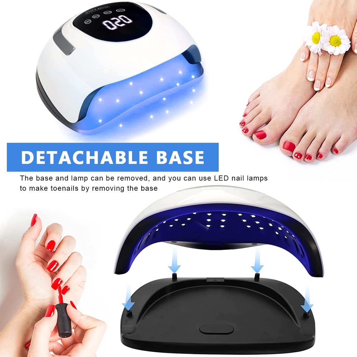 MAYCREATE UV LED Nail Lamp for Gel Polish with 57 Beads and Auto Sensor | 4 Timer LCD